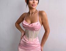 Комплект: корсет, декорований стразами + спідниця міні з драпіруванням   Комплект: корсет, декорований стразами + спідниця міні з драпіруванням   | PUSHKA SHOP