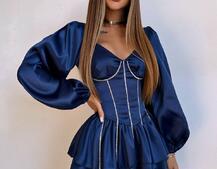 Комплект: сукня з подвійною спідницею + корсет, декорований стразами    | PUSHKA SHOP