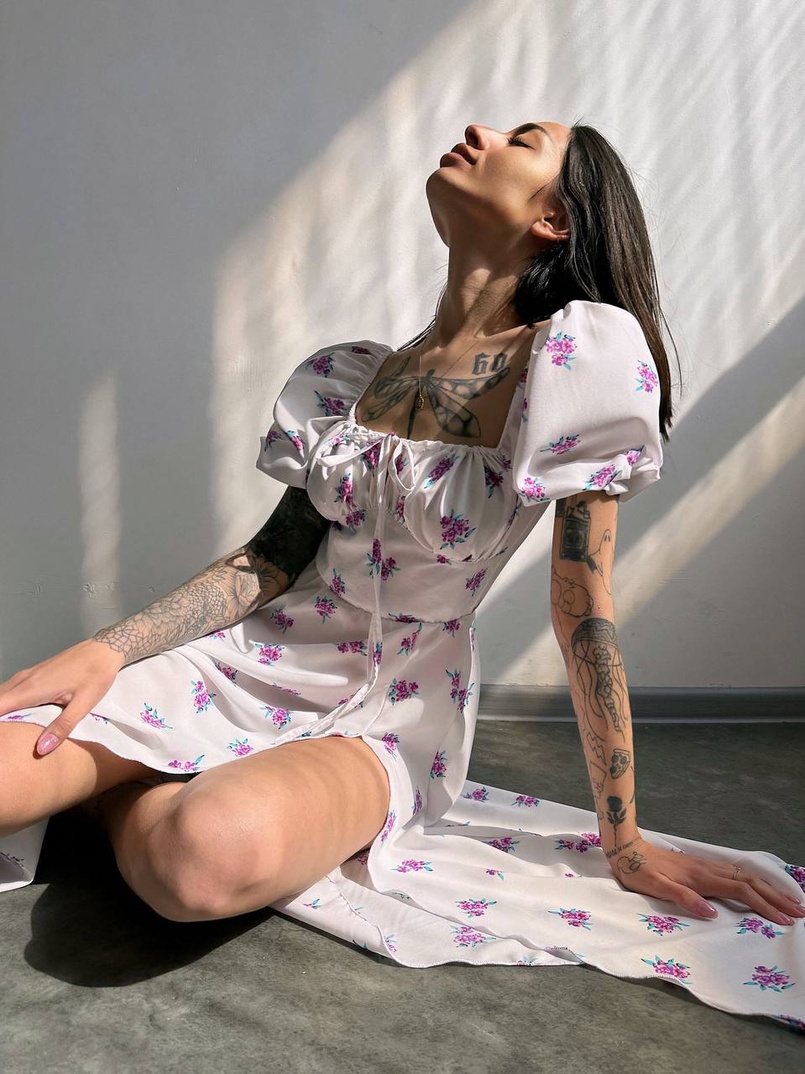 Сукня- міді  з квітковим принтом | PUSHKA SHOP