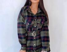 Кашемировое платье-рубашка в клетку Кашемировое платье-рубашка в клетку | PUSHKA SHOP