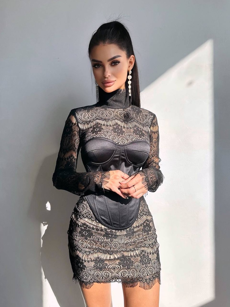 Комплект: мереживна сукня міні + корсет  | PUSHKA SHOP