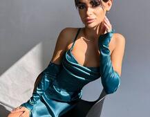 Комплект: корсет з рукавичками + спідниця максі з драпіруванням   | PUSHKA SHOP