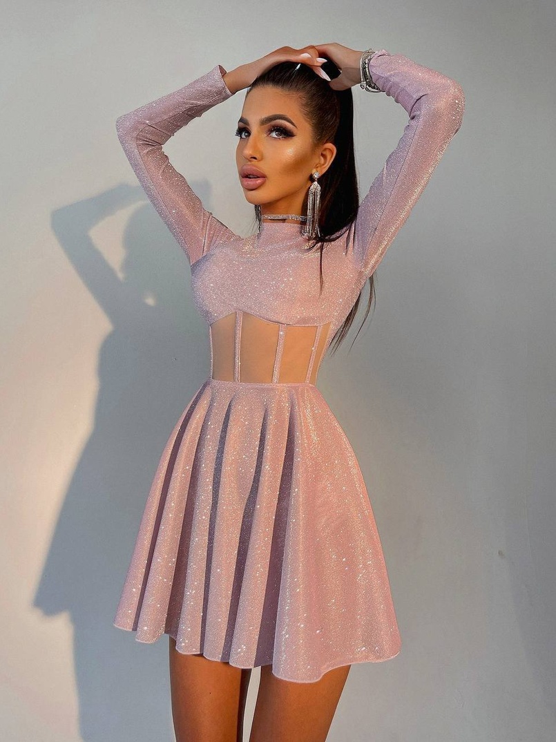 Приталена блискуча сукня з корсетною вставкою та пишною спідницею-сонцем Приталена блискуча сукня з корсетною вставкою та пишною спідницею-сонцем | PUSHKA SHOP