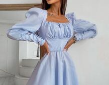 Платье с объемными рукавами из хлопка Платье с объемными рукавами из хлопка | PUSHKA SHOP