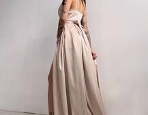 Платье макси с разрезом на юбке и запахом на груди   | PUSHKA SHOP