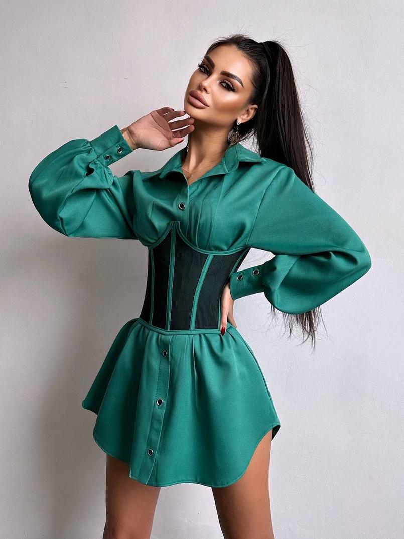 Приталена сорочка + корсет  | PUSHKA SHOP