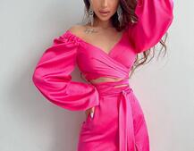 Шелковый комплект: топ с завязками на талии + юбка миди с разрезом  | PUSHKA SHOP