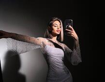 Сукня із сітки зі стразами на трикотажній підкладці  | PUSHKA SHOP