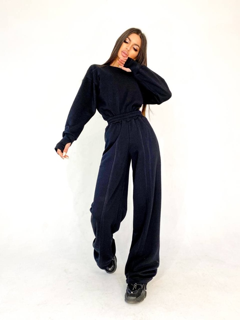 Костюм: боди + расклешенные штаны из качественной турецкой трехнитки | PUSHKA SHOP