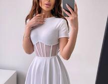 Сукня-міні  з елементами корсету  та спідницею солнцем | PUSHKA SHOP