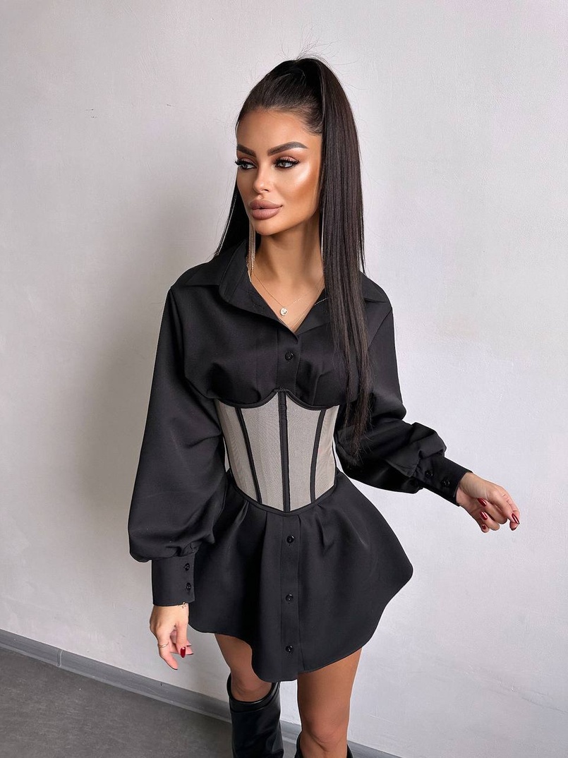 Приталена сорочка + корсет  | PUSHKA SHOP