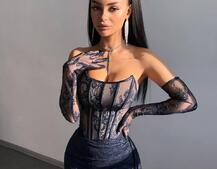 Мереживна сукня максі з рукавичками  | PUSHKA SHOP