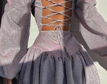 Блискуча сукня з воланами та шнурівкою на спинці | PUSHKA SHOP