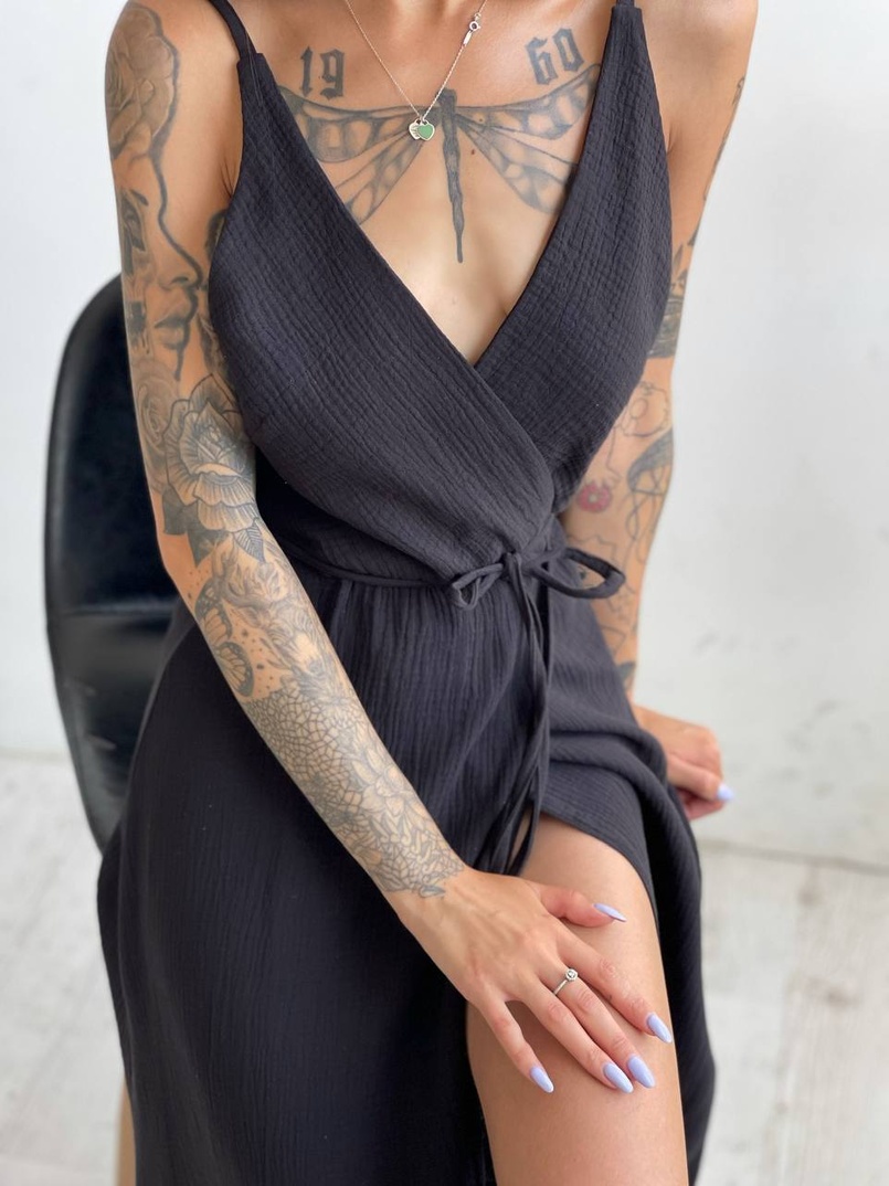 Муслиновое платье с запахом  | PUSHKA SHOP