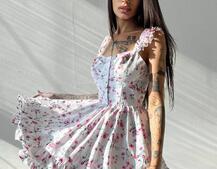 Платье с корсетным верхом и оборками на юбочке | PUSHKA SHOP