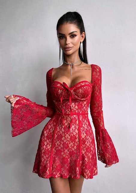 Мереживна сукня міні з чашечками    | PUSHKA SHOP