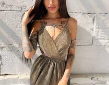 Блестящее платье-макси с разрезом   Блестящее платье-макси с разрезом   | PUSHKA SHOP