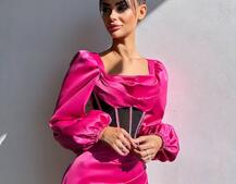 Комплект: корсет, декорований стразами + спідниця міні з драпіруванням   Ручна робота  | PUSHKA SHOP