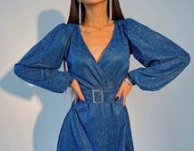 Блестящее платье с широким поясом   Блестящее платье с широким поясом   | PUSHKA SHOP