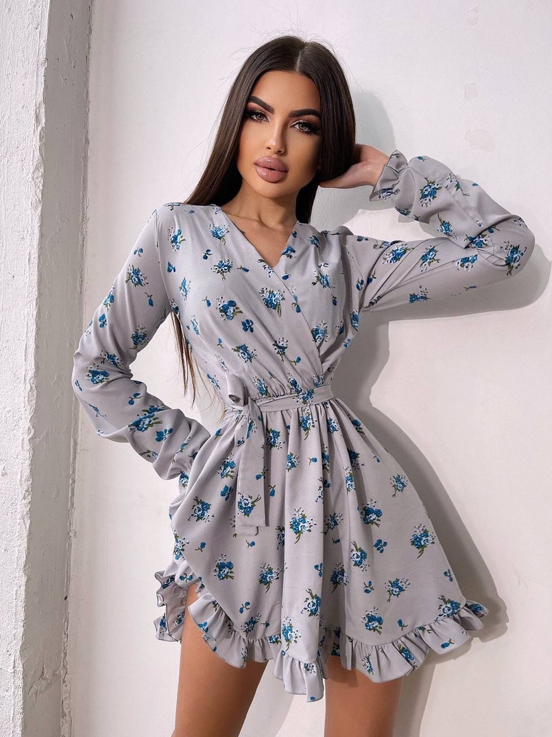 Сукня в квітковий принт з воланами | PUSHKA SHOP