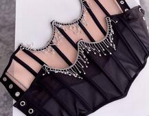 Корсет на кісточках зі шнурівкою, декорований бахромою зі страз | PUSHKA SHOP