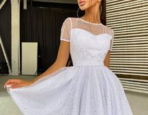 Платье-мини  с голографическими  блестками | PUSHKA SHOP