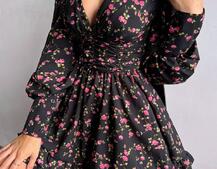 Сукня міні з пишною спідницею та драпіруванням на талії | PUSHKA SHOP