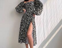 Улюблена сукня-міді зі шнурівкою на спинці та розрізом на ніжці Улюблена сукня-міді зі шнурівкою на спинці та розрізом на ніжці | PUSHKA SHOP