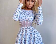 Корсетна сукня з пишною спідницею в квітковий Принт  Корсетна сукня з пишною спідницею в квітковий Принт  | PUSHKA SHOP