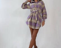 Тёплое байковое платье-рубашка в клетку Тёплое байковое платье-рубашка в клетку | PUSHKA SHOP