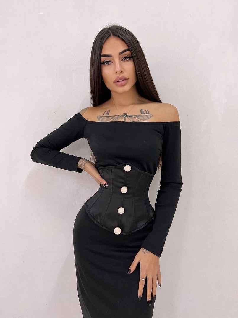 Сукня міді  + атласний корсет Сукня міді  + атласний корсет | PUSHKA SHOP