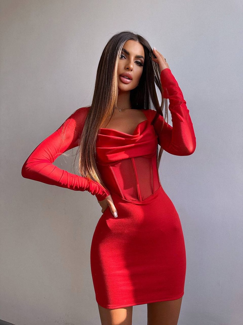 Сукня міні з філіжанками та елементами корсету  | PUSHKA SHOP