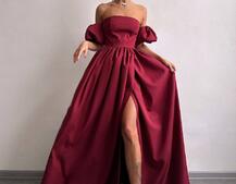 Сукня максі  з розрізом на спідниці та об’ємними рукавами  | PUSHKA SHOP