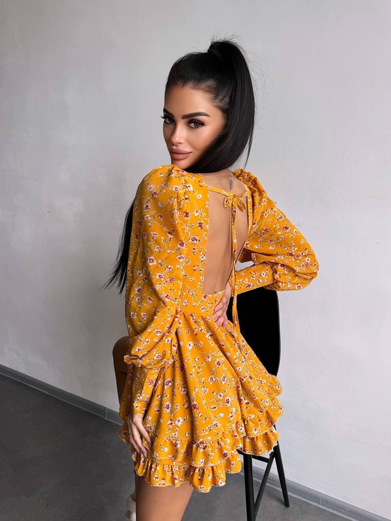 Сукня міні з пишною спідницею та драпіруванням на талії | PUSHKA SHOP
