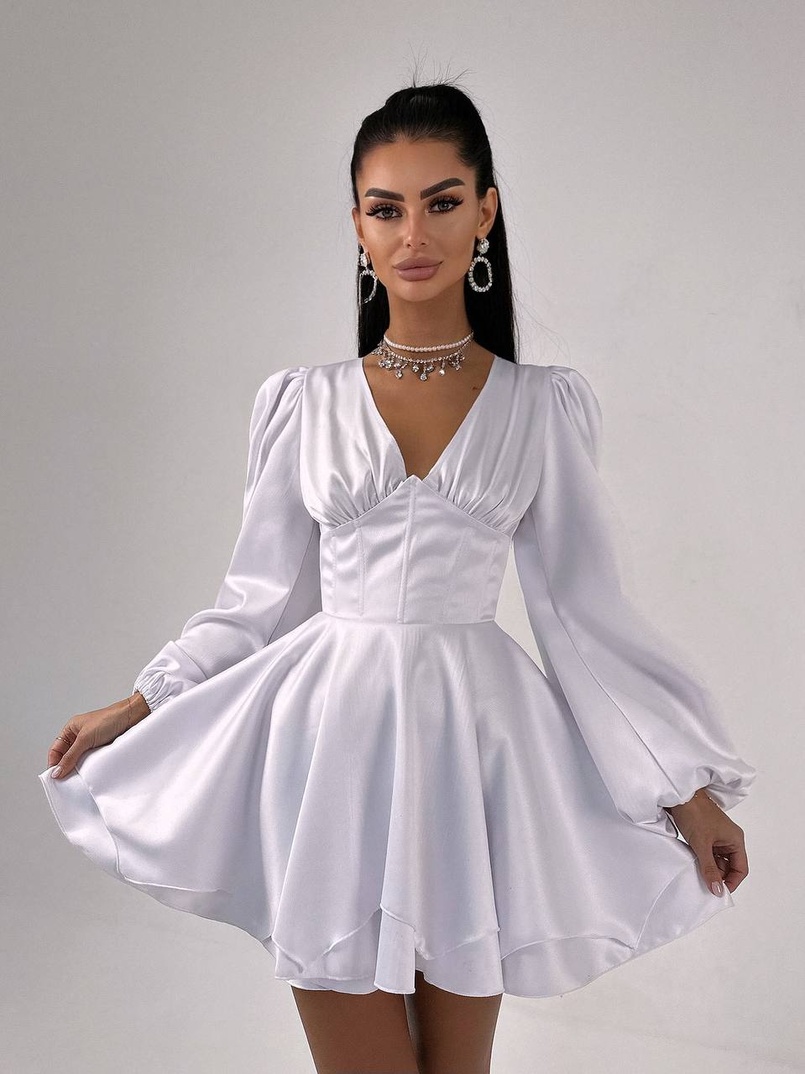 Атласна корсетна сукня  з пишною подвійною спідницею  | PUSHKA SHOP