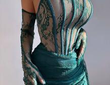 Мереживна сукня максі з рукавичками  | PUSHKA SHOP