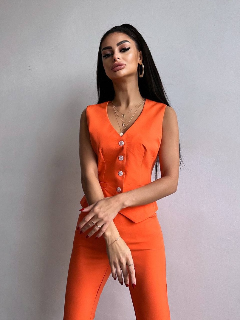 Костюм: піджак на підкладці, штани кльош+ жилет  | PUSHKA SHOP