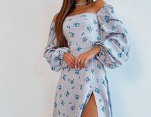 Сукня -міді зі шнурівкою на спинці та розрізом на ніжці Сукня -міді зі шнурівкою на спинці та розрізом на ніжці | PUSHKA SHOP