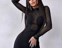 Трикотажна сукня з вставками сітки | PUSHKA SHOP