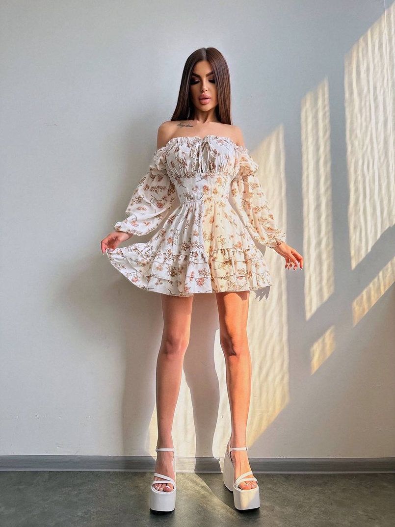 Квіткова сукня з воланами та шнуровкою по спинці | PUSHKA SHOP