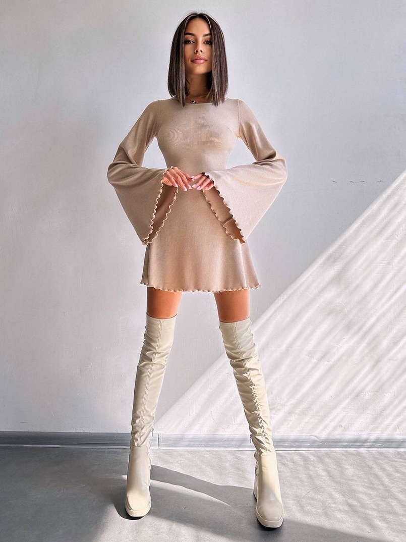 Трикотажна сукня зі шнурівкою на спинці    | PUSHKA SHOP