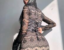 Комплект: мереживна сукня міні + корсет  | PUSHKA SHOP