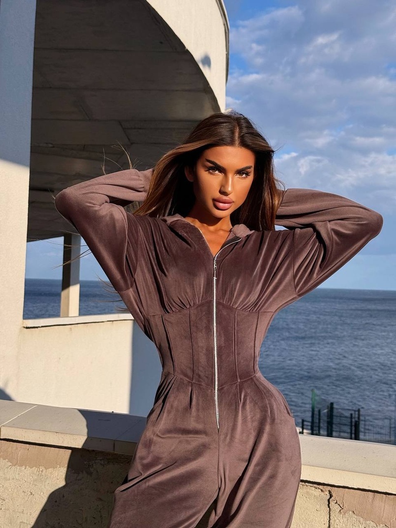 Велюровий комбінезон з елементами корсету | PUSHKA SHOP