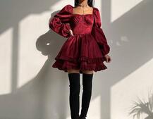 Корсетна сукня  з пишною подвійною спідницею та рюшами  | PUSHKA SHOP