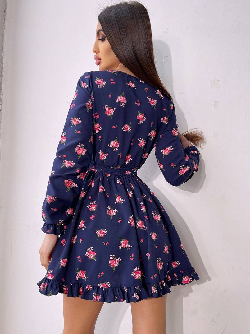 Сукня в квітковий принт з воланами | PUSHKA SHOP