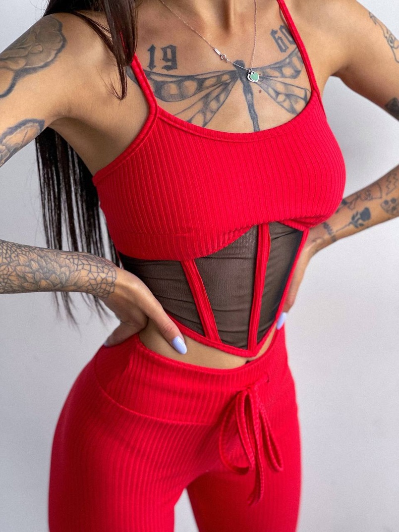 Трикотажный комплект: корсетный топ на косточках + леггинсы Трикотажный комплект: корсетный топ на косточках + леггинсы | PUSHKA SHOP