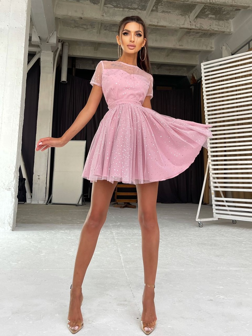 Платье-мини с голографическими блестками Платье-мини с голографическими блестками | PUSHKA SHOP