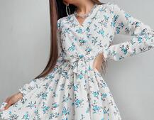 Платье в цветочный принт с оборками | PUSHKA SHOP