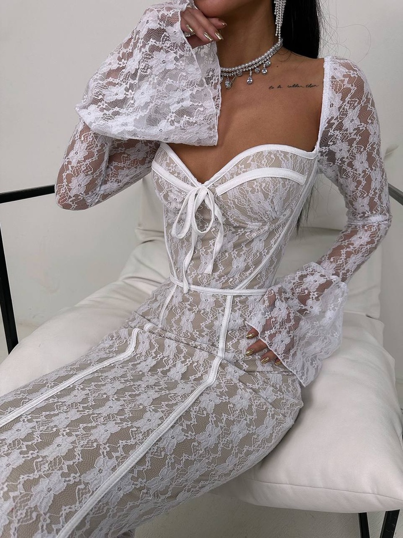 Мереживна сукня максі з чашечками    | PUSHKA SHOP