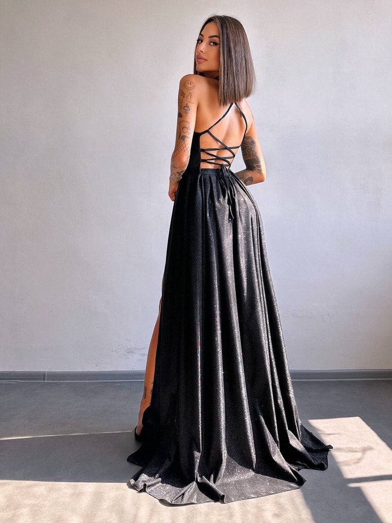 Сяюча сукня максі зі шнурівкою на спинці Сяюча сукня максі зі шнурівкою на спинці | PUSHKA SHOP